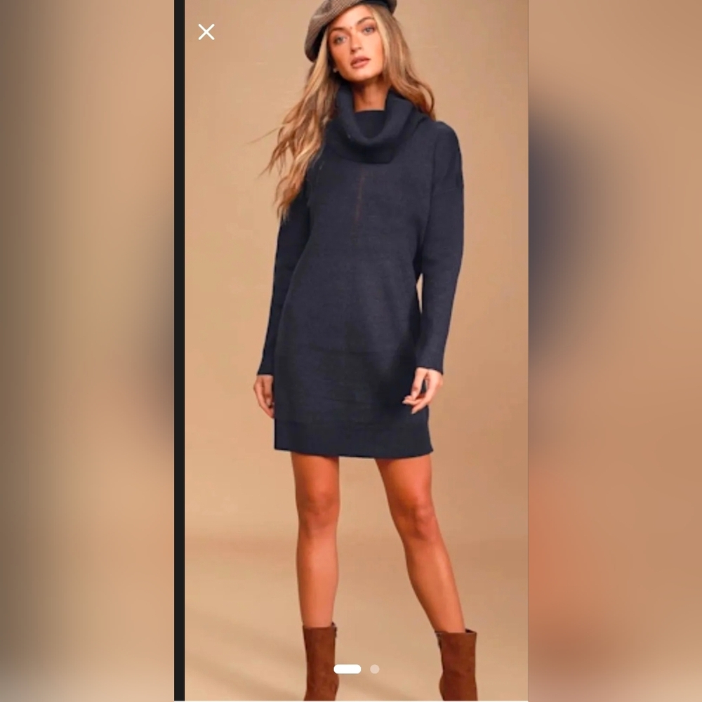 Lulu's Black cowl Neck Long Sleeve Dress Xs